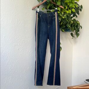 ECI Women's Jeans with Multicolor Side Stripes